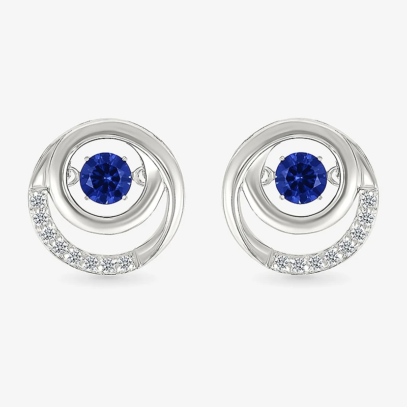 Lab Created Blue Sapphire Sterling Silver 13mm Round Stud Earrings