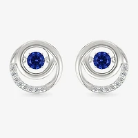 Lab Created Blue Sapphire Sterling Silver 13mm Round Stud Earrings
