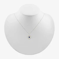 Womens 1/10 CT. T.W. Lab Created Blue Sapphire 10K Gold Sterling Silver Diamond 18 Inch Pendant Necklace
