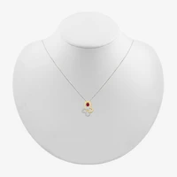 Womens Lab Created Red Ruby 10K Gold Sterling Silver Butterfly 18 Inch Pendant Necklace