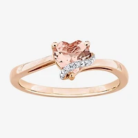 Womens Diamond Accent Gemstone Sterling Silver Heart Cocktail Ring