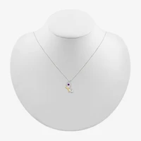 Womens Genuine Purple Amethyst 10K Gold Sterling Silver Butterfly 18 Inch Pendant Necklace