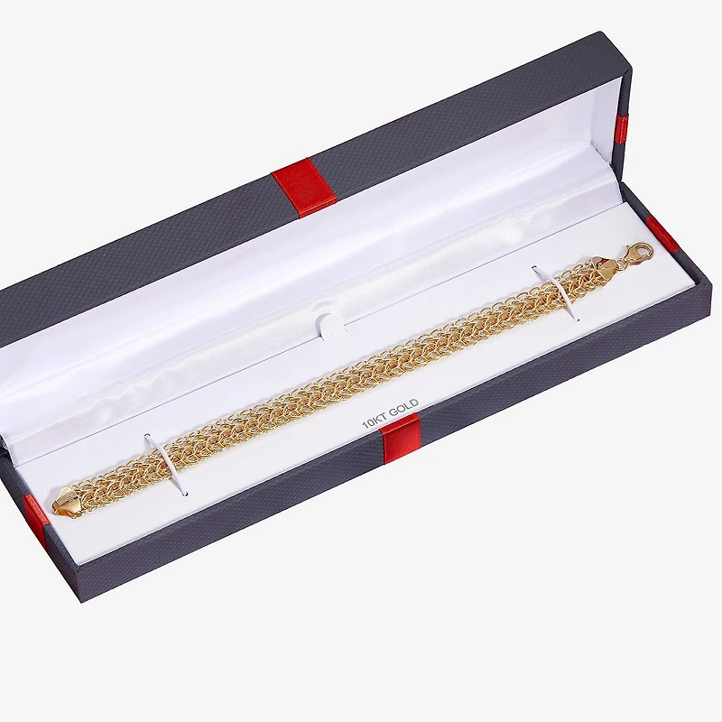 Womens 10K Gold Hollow Link Chain Bracelet