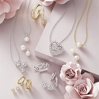 Yes, Please! "Mom" Womens Lab Created White Sapphire Sterling Silver Heart Band