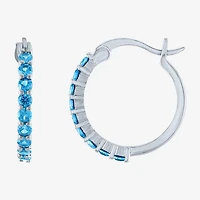 Lab Created Gemstone Sterling Silver 16mm Circle Hoop Earrings