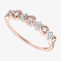 (G-H / Si2-I1) Womens 4MM 1/10 CT. T.W. Lab Grown White Diamond 10K Gold Heart Wedding Band