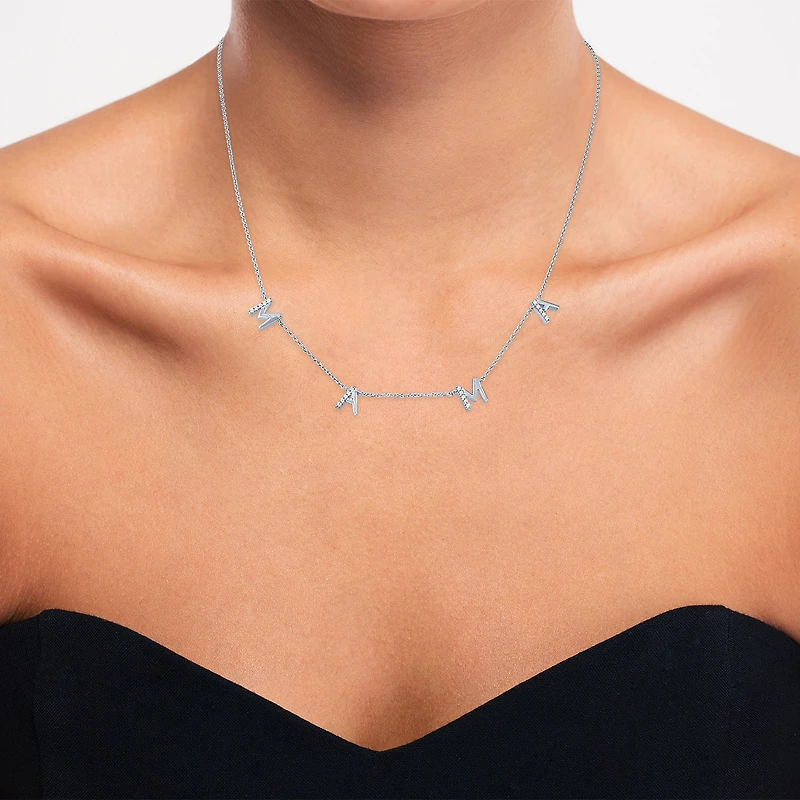 "Mama" (G-H / I1-I2) Womens 1/10 CT. T.W. Lab Grown White Diamond Sterling Silver 18 Inch Pendant Necklace