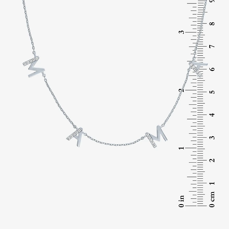 "Mama" (G-H / I1-I2) Womens 1/10 CT. T.W. Lab Grown White Diamond Sterling Silver 18 Inch Pendant Necklace