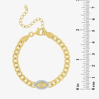 Diamond Addiction (G-H / I1-I2) Womens 14K Gold Over Silver 8 Inch Curb Evil Eye Chain Bracelet
