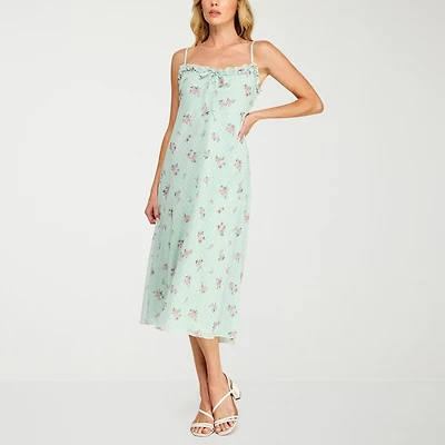B. Smart Womens Juniors Sleeveless Floral Midi Slip Dress