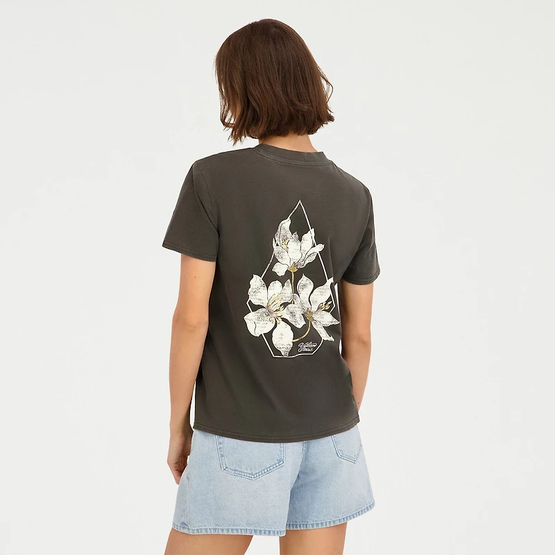 VOLCOM Womens Juniors Crew Neck Short Sleeve Regular Fit Graphic T-Shirt