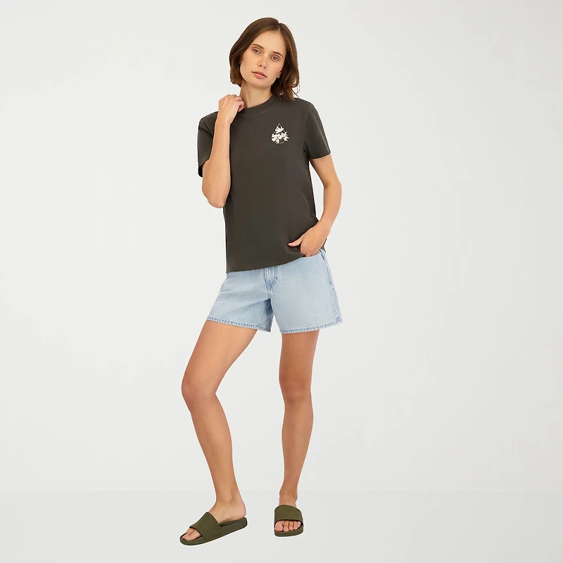 VOLCOM Womens Juniors Crew Neck Short Sleeve Regular Fit Graphic T-Shirt