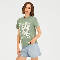 VOLCOM Womens Juniors Crew Neck Short Sleeve Regular Fit Graphic T-Shirt