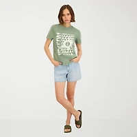 VOLCOM Womens Juniors Crew Neck Short Sleeve Regular Fit Graphic T-Shirt