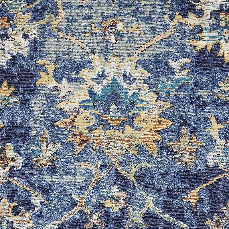 Glossy Ely Floral Stain Resistant Indoor Rectangular Area Rug