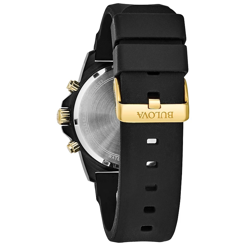 Bulova Marine Star Mens Chronograph Black Strap Watch 98b278
