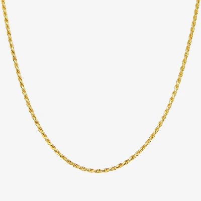 Sterling Silver or Gold Over 18 - 24 Inch Solid Rope Chain Necklace