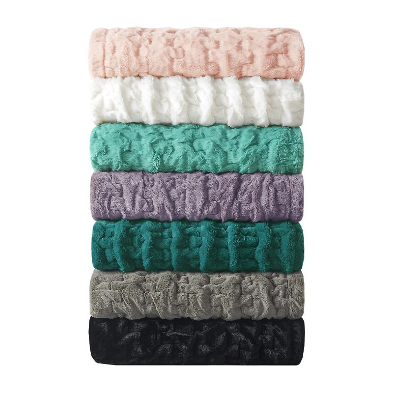 Madison Park Ruched Fur Throw