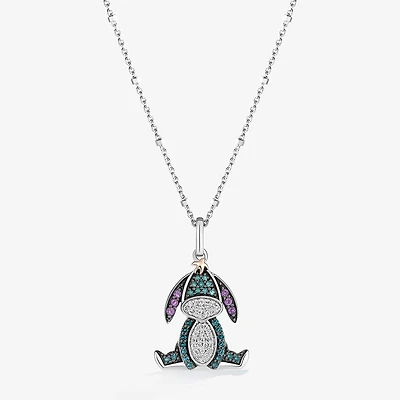 Disney Jewels Collection Womens 1/5 CT. Natural Blue Diamond 14K Gold Over Silver 18 Inch Pendant Necklace
