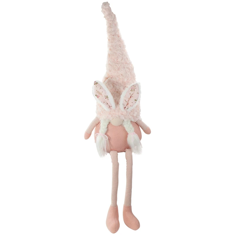 Northlight 32in White And Pink Sitting With Bunny Ears And Dangling Legs Easter Gnome