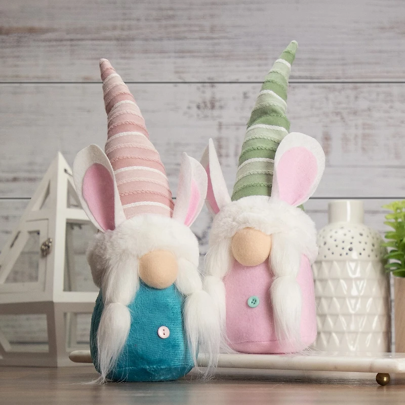 Northlight 13in Pink And Green Girl With Bunny Ears Easter Gnome