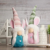 Northlight 13in Pink And Green Girl With Bunny Ears Easter Gnome