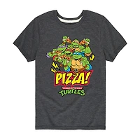Pizza Little & Big Kid Boys Crew Neck Short Sleeve Regular Fit Teenage Mutant Ninja Turtles Graphic T-Shirt