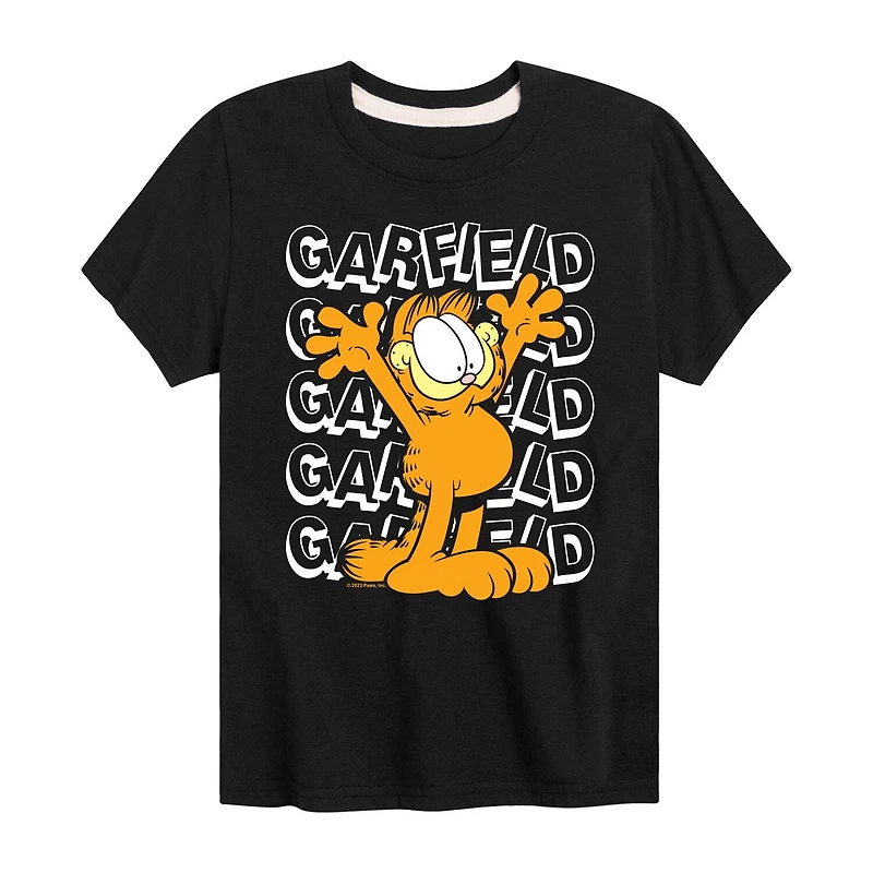 Happy Little & Big Kid Boys Crew Neck Short Sleeve Regular Fit Garfield Graphic T-Shirt