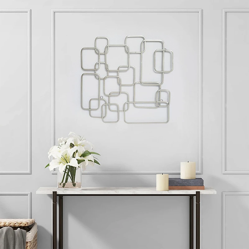 Cheungs Silver Abstract Square Metal Wall Art