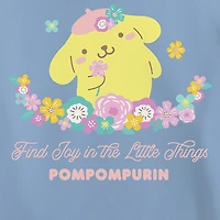 Pompompurri Boyfriend Tee Womens Juniors Crew Neck Short Sleeve Regular Fit Hello Kitty Graphic T-Shirt