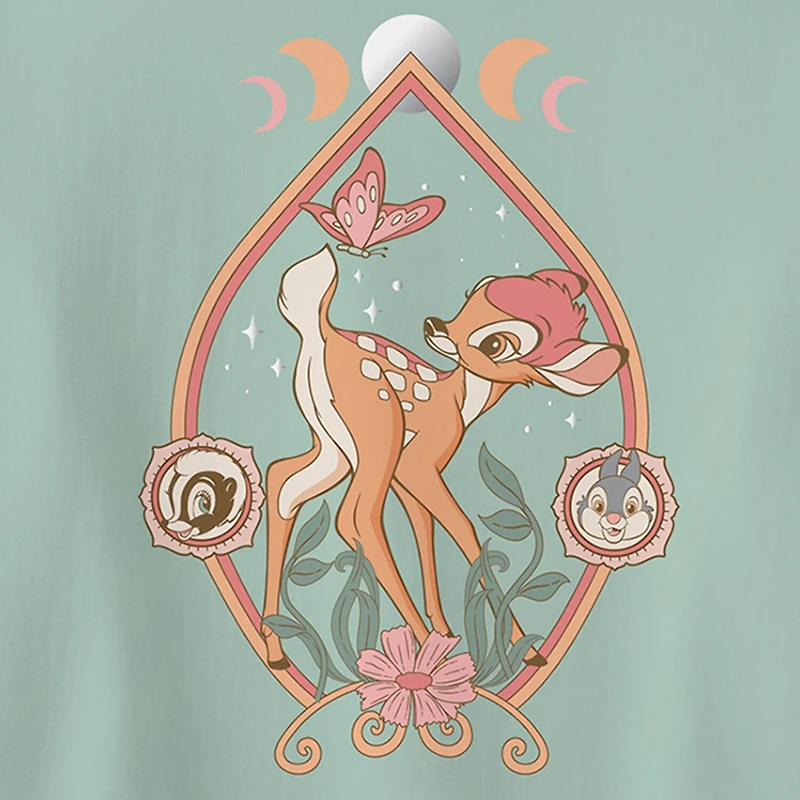 Bambi Baby Tee Womens Crew Neck Short Sleeve Regular Fit Graphic T-Shirt