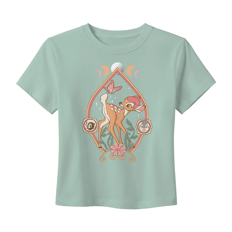 Bambi Baby Tee Womens Crew Neck Short Sleeve Regular Fit Graphic T-Shirt