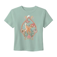 Bambi Baby Tee Womens Crew Neck Short Sleeve Regular Fit Graphic T-Shirt