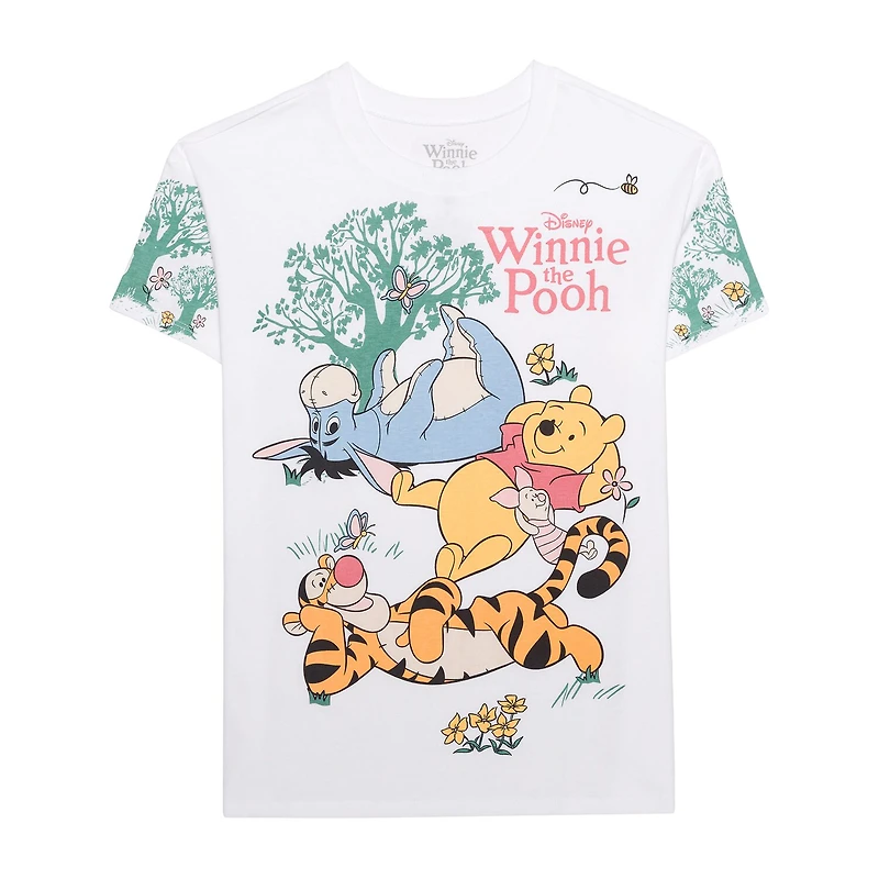 Boyfriend Tee Womens Juniors Crew Neck Short Sleeve Regular Fit Winnie The Pooh Graphic T-Shirt