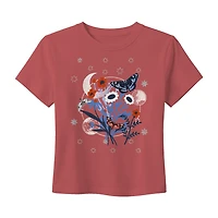 Americana Butterfly Baby Tee Womens Juniors Crew Neck Short Sleeve Fitted Graphic T-Shirt