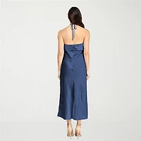 City Triangle Womens Juniors Halter Neck Sleeveless A-Line Dress