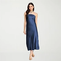 City Triangle Womens Juniors Halter Neck Sleeveless A-Line Dress