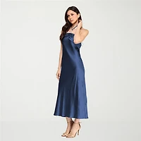 City Triangle Womens Juniors Halter Neck Sleeveless A-Line Dress