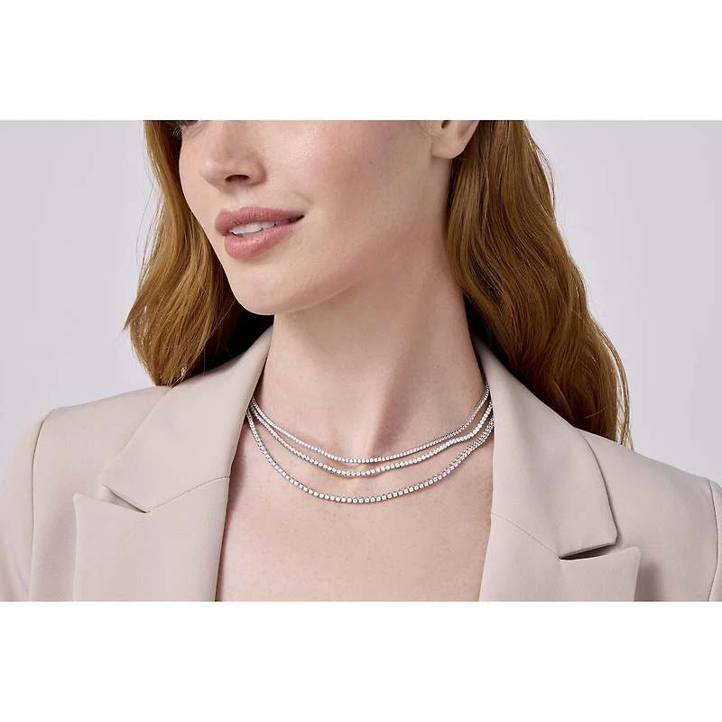 (F / Si2) Womens 10 CT. T.W. Lab-Grown White Diamond 10K Gold 18 Inch Tennis Necklace