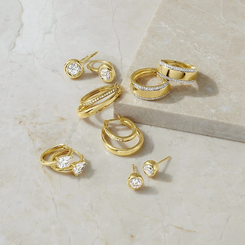 Diamond Addiction (G-H / I1-I2) Womens 1/10 CT. T.W. Lab Grown White Diamond 14K Gold Over Silver 18mm Hoop Earrings