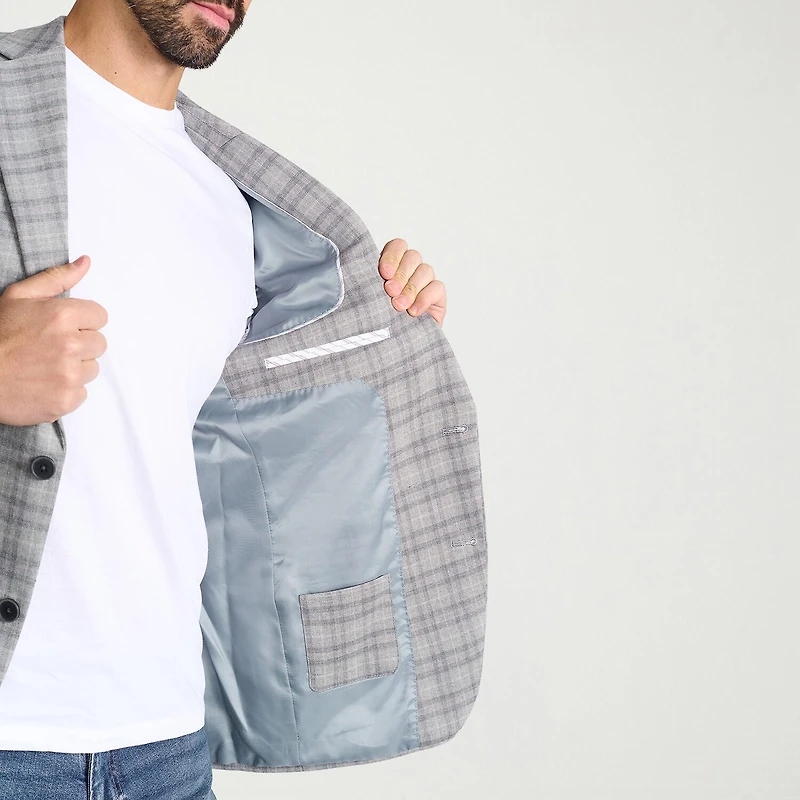 IBIZA AZURE Mens Windowpane Modern Fit Sport Coat