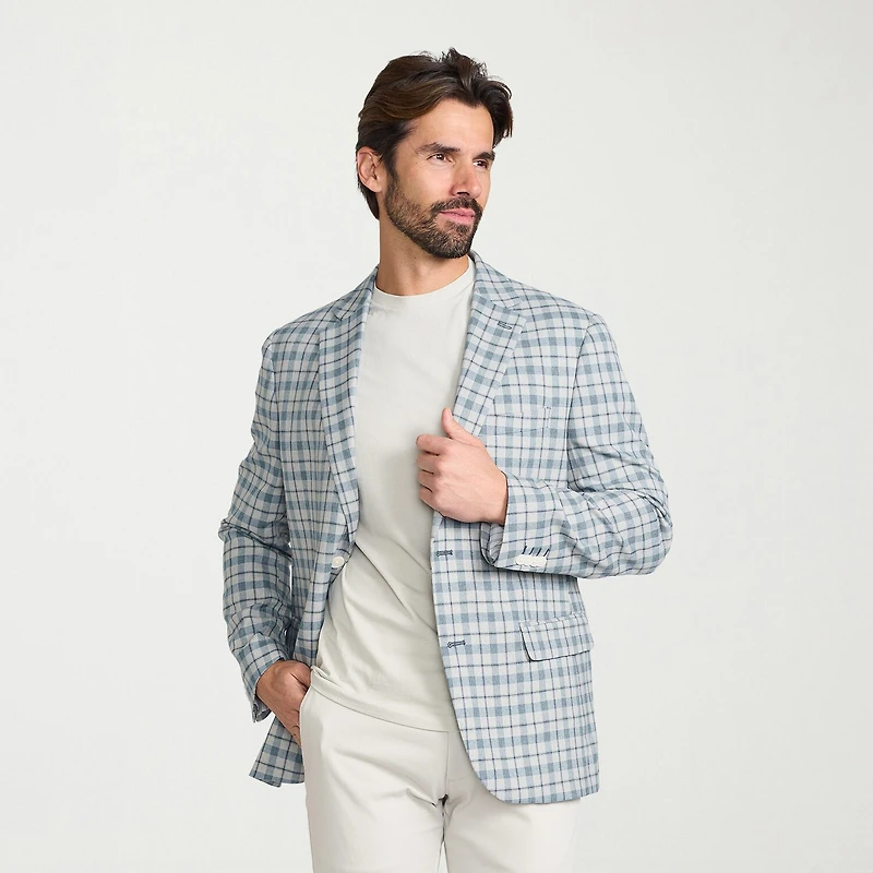 IBIZA AZURE Mens Windowpane Modern Fit Sport Coat