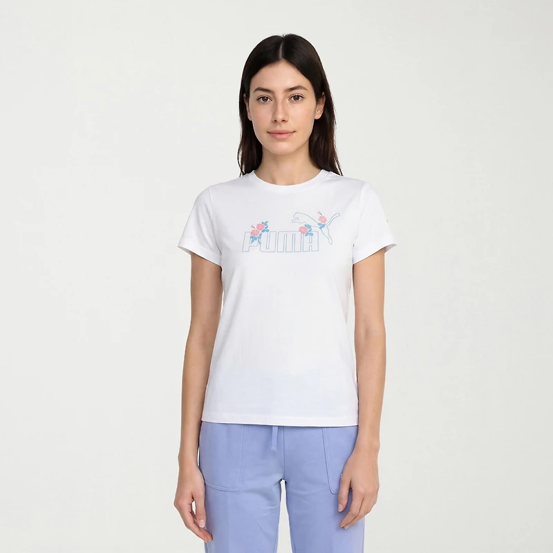 PUMA Womens Crew Neck Short Sleeve Relaxed Fit Graphic T-Shirt