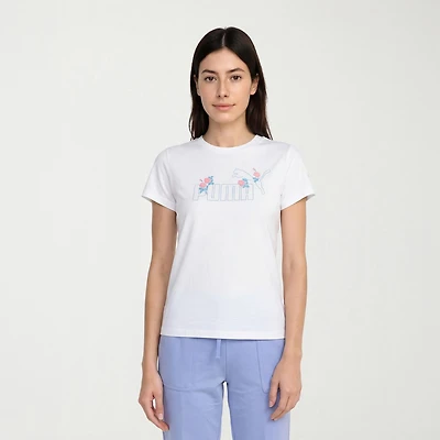 PUMA Womens Crew Neck Short Sleeve Relaxed Fit Graphic T-Shirt