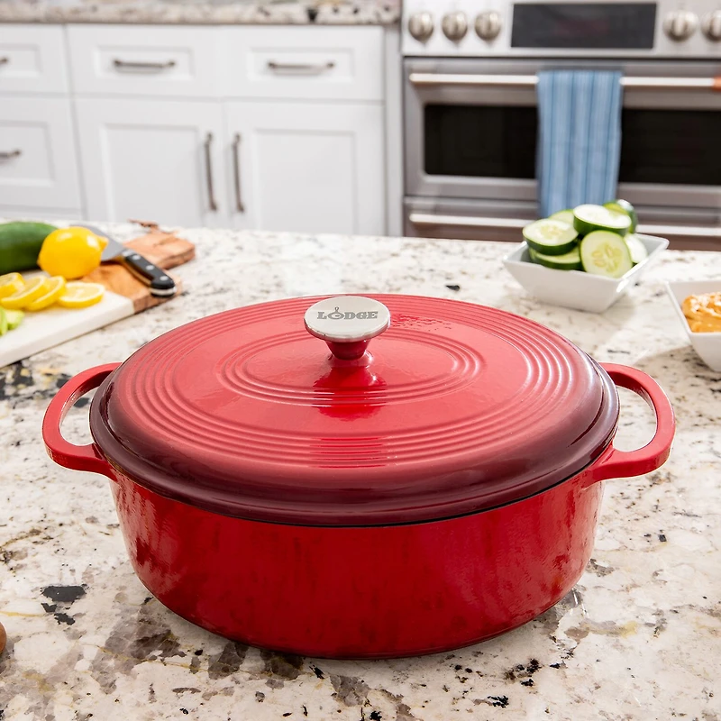 Lodge Cookware 7 1/2 Qt Enameled Cast Iron Dutch Oven