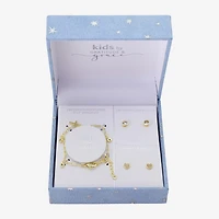 Gratitude & Grace Girls Cubic Zirconia 14K Gold Over Brass Cross 3-pc. Jewelry Set