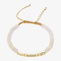 Footnotes Mom Womens White Quartz 14K Gold Over Brass Heart Bolo Bracelet