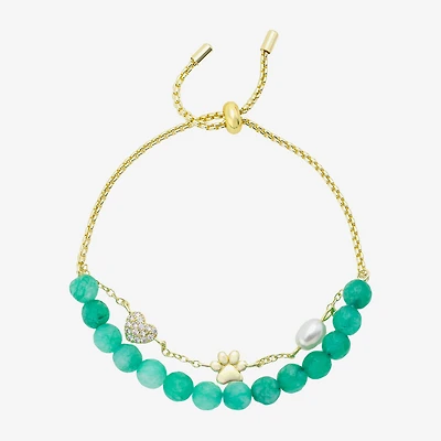 Footnotes Paw Womens Green Agate 14K Gold Over Brass Bolo Bracelet