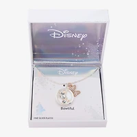 Disney Classics Womens Cubic Zirconia 14k Rose Gold Over Brass Pure Silver Over Brass Bow 16 Inch Pendant Necklace