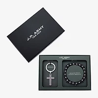 J.P. Army Lava Bead Bracelet & Keychain Mens Genuine Stainless Steel Cross 2-pc. Jewelry Set